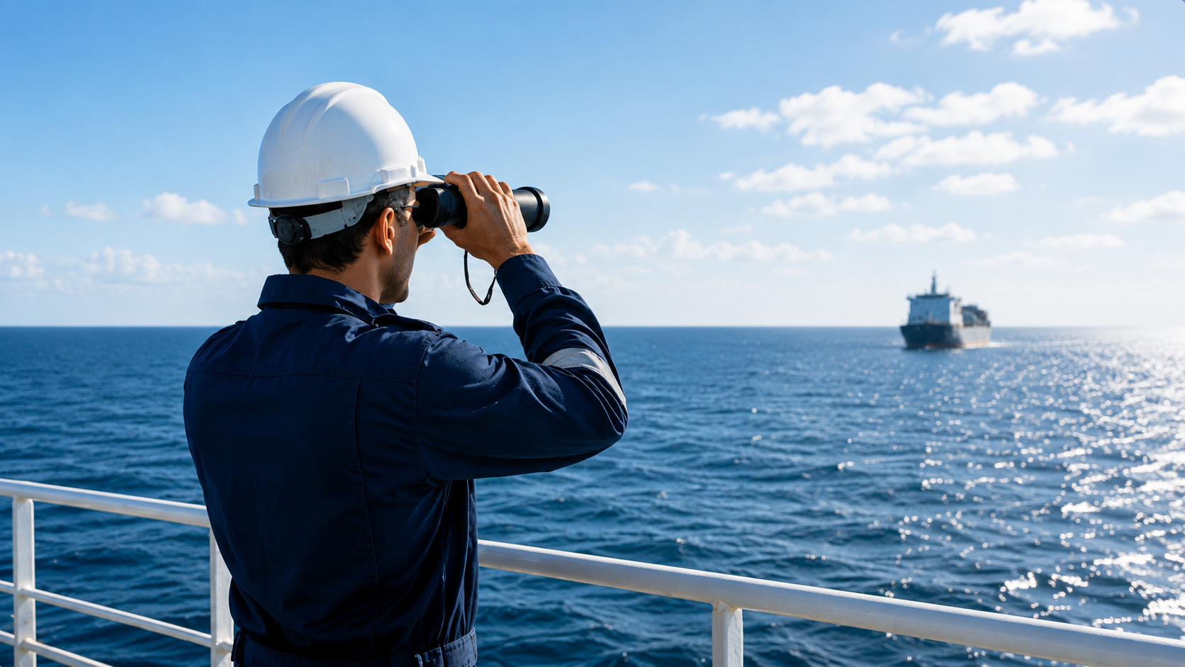 Maritime officer observing the sea